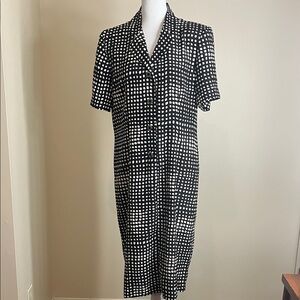 Elegant Black and White Women's Midi Dress Size 10